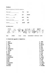English worksheet: adjectives worksheet