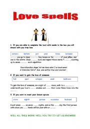 English Worksheet: love spells