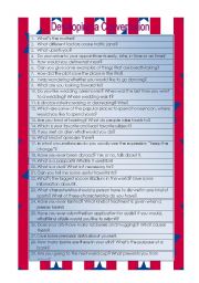 English Worksheet: Developing a conversation - questions to discuss in class
