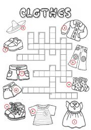 English Worksheet: Clothes Crossword