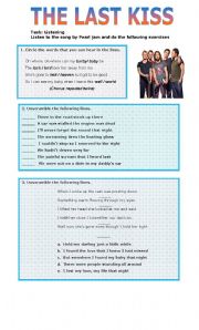 English Worksheet: THE LAST KISS BY PerJam  