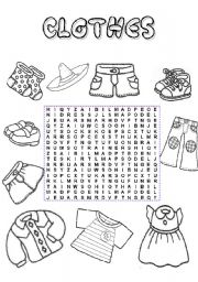 English Worksheet: Clothes Wordsearch