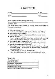 English worksheet: English test IV