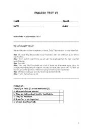 English worksheet: English Test VI