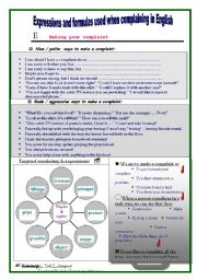 English Worksheet: Expressions and formulas used when complaining in English