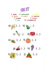 English worksheet: fruit