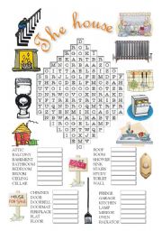 English Worksheet: The house wordsearch