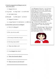 English Worksheet: reading comprehension exercise