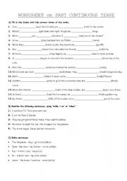 English Worksheet: when/while (past continuous)