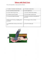 English worksheet: Idioms with body parts