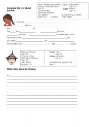 English Worksheet: Writing personal informatiom