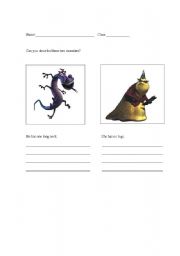 English worksheet: Describing Monsters