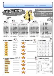 English Worksheet: cardinal numbers