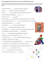 English Worksheet: phrasal verbs