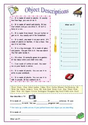 English Worksheet: Describing Objects