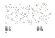 English Worksheet: Color the numbers