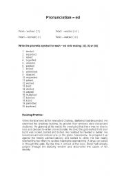 English worksheet: Past Simple Pronunciation