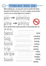 English Worksheet: doubling with ing