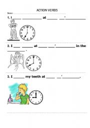 English worksheet: daily activities and time