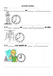 English Worksheet: daily activities and time