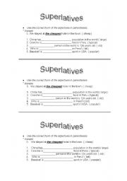 English Worksheet: superlatives