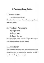 English Worksheet: 5 paragraph essay