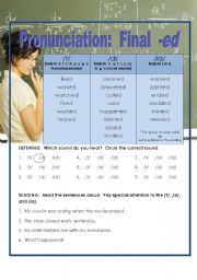 English Worksheet: Pronunciation:  Final -ed, Simple Past