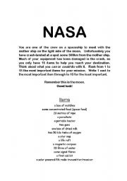 English Worksheet: Nasa