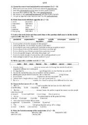 English Worksheet: a quiz about personal matters