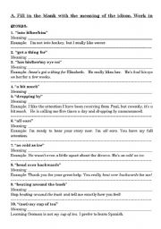 English Worksheet: Idioms for relationships, life, storytelling, or fun!