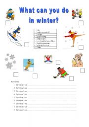 English Worksheet: What can you do in winter?