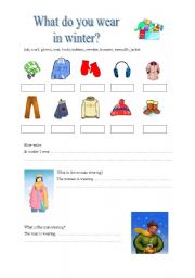 English Worksheet: What do you wear in winter?