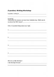 English worksheet: Expository Writing- Pre-writing