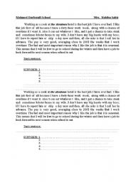 English Worksheet: Developing a paragraph