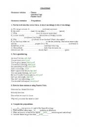 English worksheet: practicing grammar