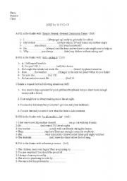 English worksheet: 10th class quiz