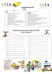 English Worksheet: Classroom rules+MUST-MUSNT