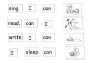 English worksheet: Verb Unjumble Mix and Match word to pictures