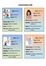 English Worksheet: Conversation Cards