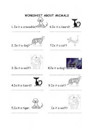 English worksheet: animals