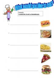 English Worksheet: WHAT WOULD YOU LIKE TO EAT?