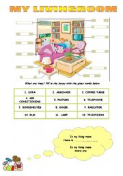 English Worksheet: MY LIVINGROOM