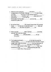 English Worksheet: past simple or past continuous