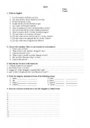 English worksheet: Test Possessive Case