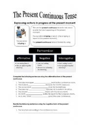 English Worksheet: The present continuous tense
