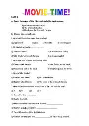 English Worksheet: CHARLIE AND THE CHOCOLATE FACTORY_PARTS 1-2