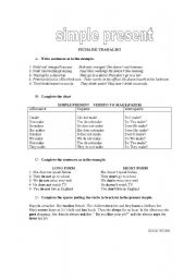 English worksheet: worksheet on the simple present of the verbs