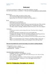 English Worksheet: Book report - Instructions