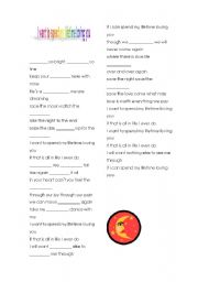 English worksheet: I want to Spend my lifetime loving you
