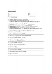 English worksheet: object pronouns